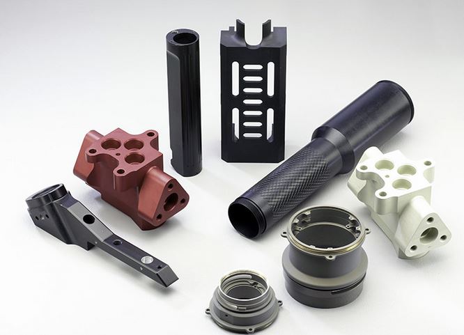 Aluminum parts with different coating finishes